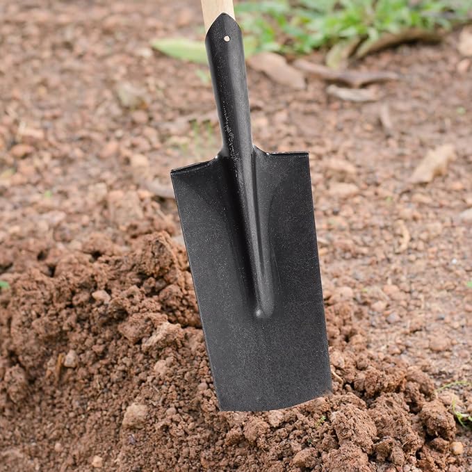 NUOBESTY Heavy-Duty Manganese Steel Narrow Point Planting Spade Shovel for Gardening and Landscaping with Thickened Blade, Metal Garden Handle Tool for Soil Digging and Transplanting