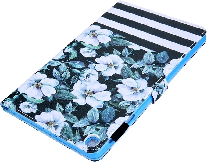 for Galaxy Tab A 8.4 Case 2020 Model (SM-T307/T307U) with Pencil Holder Pockets Multi-Angle Viewing Folio Stand PU Leather Shockproof TPU Cover for Samsung Tab A 8.4 T307 Black Rose Flower