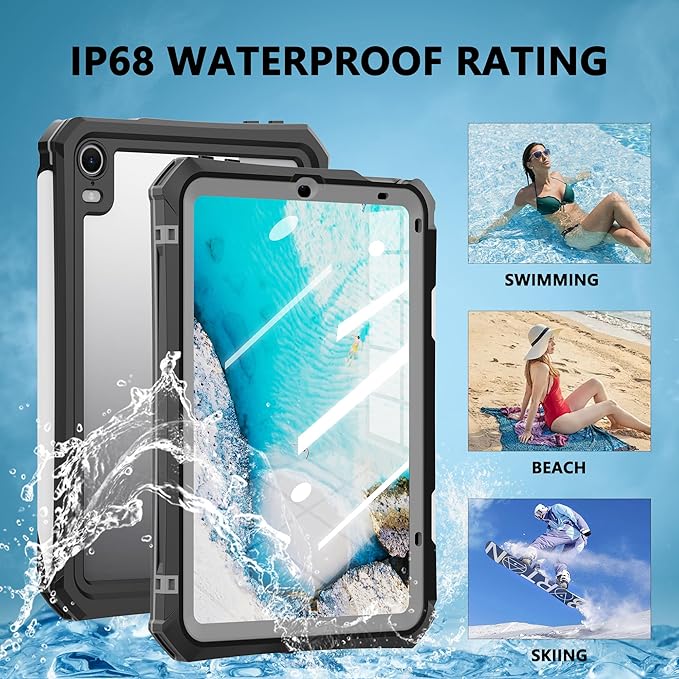 Shellbox Case for iPad Air 4th/5th Generation 2022-2020 Waterproof Dustproof Shockproof Case with 360° Full-Body ProtectionLanyard and Kickstand