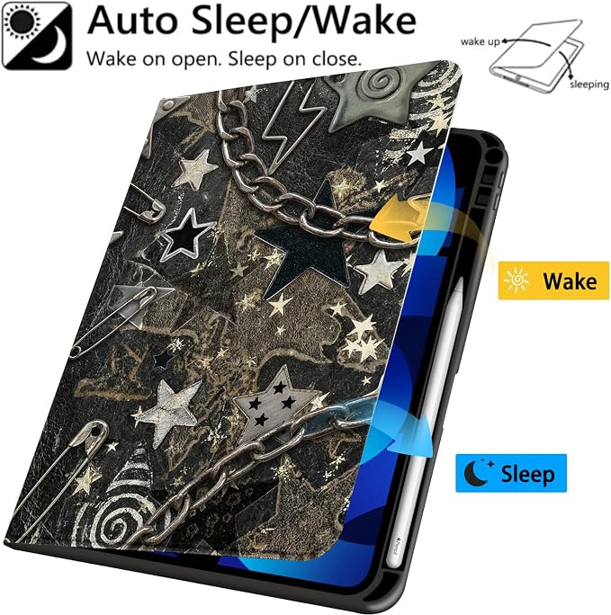 Stylish Case for iPad 9th/8th/7th Generation 10.2 2021/2020/2019Art Pink Starry Sky Textured Folio Case with Pencil Holder Multi-Angle View Adjustable Stand Auto Wake/Sleep Cover for Women