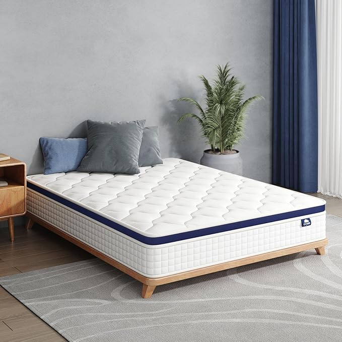 Crystli Twin Size Mattress Bed in A Box, 10 Inch Hybrid Mattress with Zero Pressure Foam, Innerspring for Pressure Relief, Motion Isolation, Medium Firm, CertiPUR-US Certified