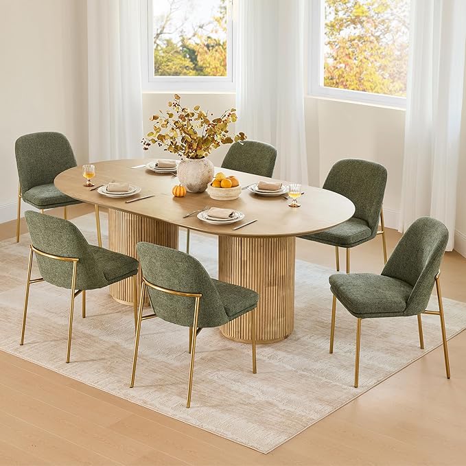 CHITA Modern Dining Chairs Set of 3, FSC Certified Metal Dining Chair for Dining Room, Moss Green