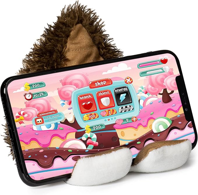 Plusheez Mobile Phone Holder | 2 in 1 Phone Stand with Micro Fibre Wipe | Screen Cleaner | Universal Phone Stand for Kids Children Adults | eReader/Kindle/Smartphone/Small Tablet Compatible (Bird)