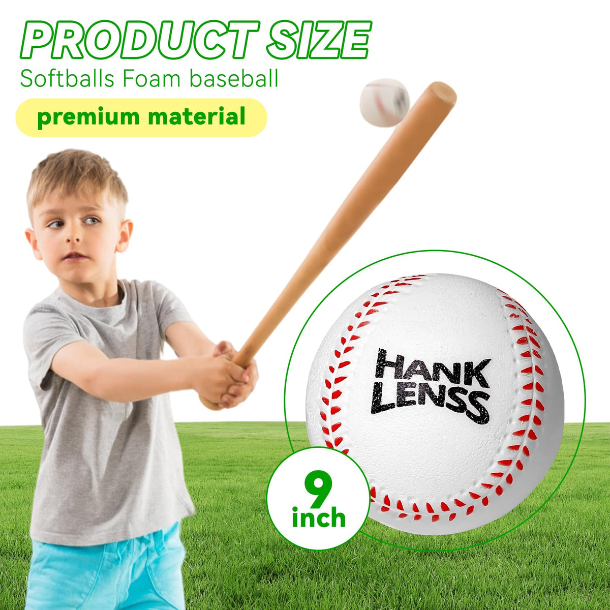 HANKLENSS Soft Foam Baseballs for Kids - 12 Pack Practice Balls for Beginners (White)