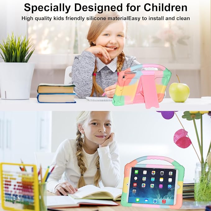 Kids Case for iPad mini 5 4 3 2 1Shockproof Protective Silicone Cover for Apple 7.9 inch Kids iPad mini/Mini 2/Mini 3/Mini 4/Mini 5 Case with Stand Handle (Blue)