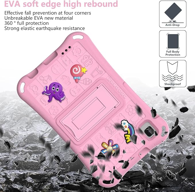 Case for iPad 10.2 Inch 2021/2020/2019/ iPad Pro 10.5 Inch/Air 3rd Gen (2019) Shoulder Strap Kickstand Children Friendly Anti-Scratch Shockproof Case Lightpurple