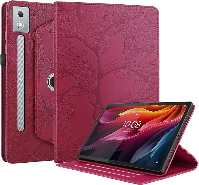Rotating Case for Lenovo Tab P12 Pro 12.7 inch (SM-TB373FU) PU Leather Folio Folding Stand Cover -Black