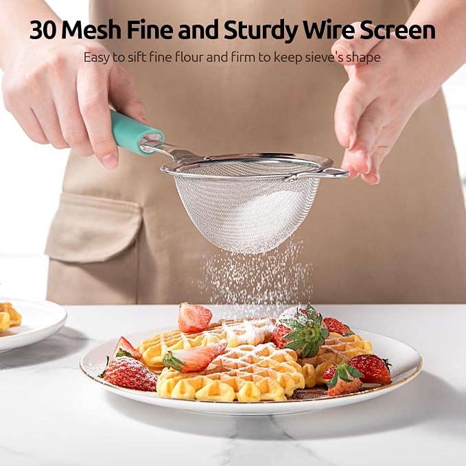 U-Taste Small Fine Mesh Strainer: 18/8 Stainless Steel 3.35in 30 Mesh Kitchen
