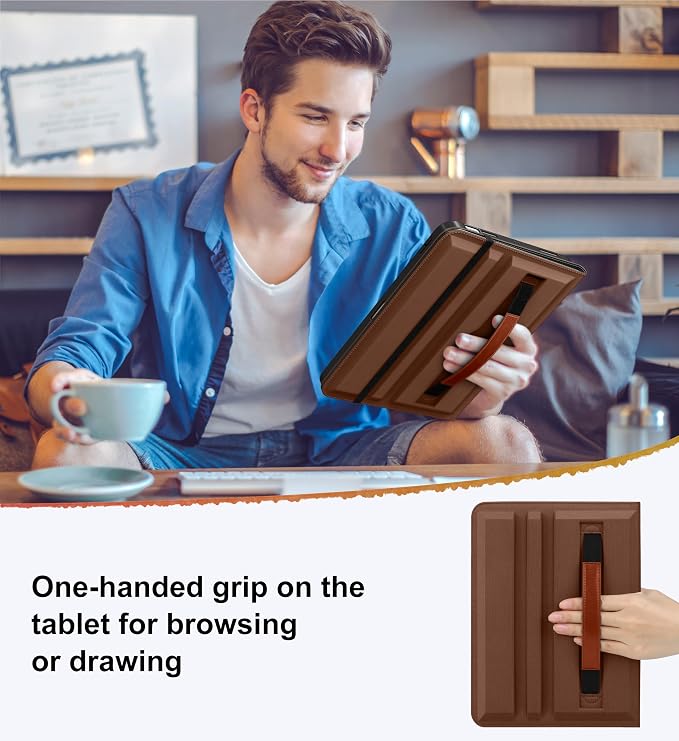 DTTO for iPad Air 11 inch Case M4/M3/M2 (2026/2025/2024) Black | 360 Degree Rotating Premium Faux Leather Folio Stand Cover with Pencil Holder Auto Sleep/Wake Multiple Angles Hand Strap