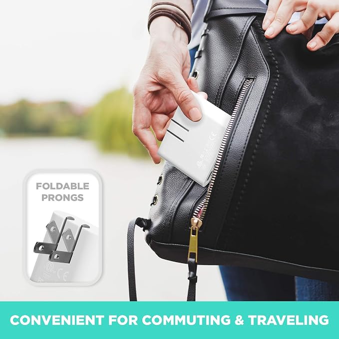 iHome 4-Port USB Wall Charger (2-Pack) 5.4A Flat Foldable Plug Slim Travel Charger (White &amp Black)