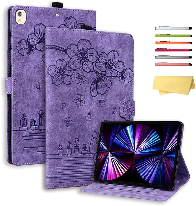 for Apple iPad 10.2 Case 9th/8th/7th Generation Cover (2021/2020/2019) with Auto Wake/Sleep Ultra Thin Lightweight Trifold Stand Folio PU Leather &amp Hard Back Hybrid Cover Almond Blossom