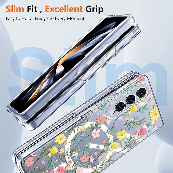 for Galaxy Z Fold4 CaseBuilt-in Magnet CircleWireless Charging | Military-Grade Shockproof case Cover for Samsung Galaxy Z Fold4Anagallis
