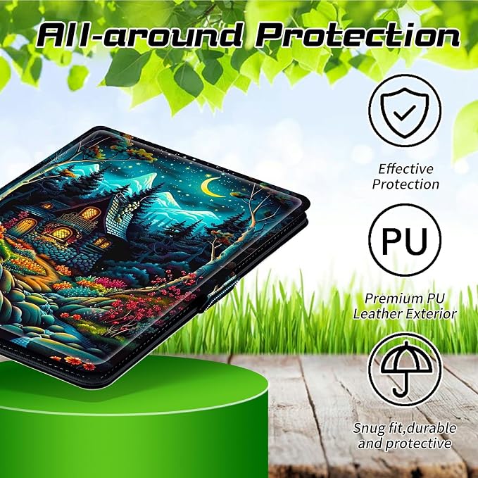 for Walmart Onn 10.1 2024 Onn 10.1 Gen 4 Universal Tablet Case 360 Degree Rotating Kickstand Protective Stand Case with Multiple Viewing PU Leather Shell Case Black Book Cat