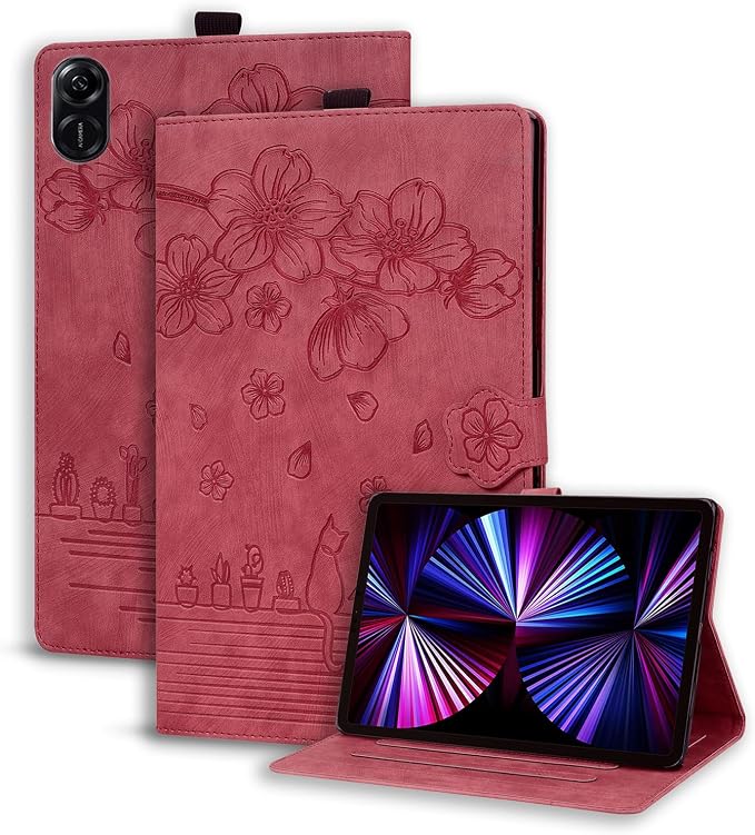 Case for Honor MagicPad 3 Pro 12.3 12.3 2026Multi-Angle Viewing PU Leather Folio Stand Cover with Pencil HolderShockproof Protective Case for Honor MagicPad 3 Pro 12.3 2026Rose Red