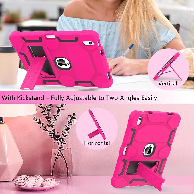 Case for iPad 11 11th Gen (A16) 2025 &amp 10th Gen 2022 10.9 Purple+Green | Kickstand | With Pencil Holder | Drop-Proof Silicone+Hard Shell | Raised Edge Protects Screen&ampCamera | Heavy Duty Pr
