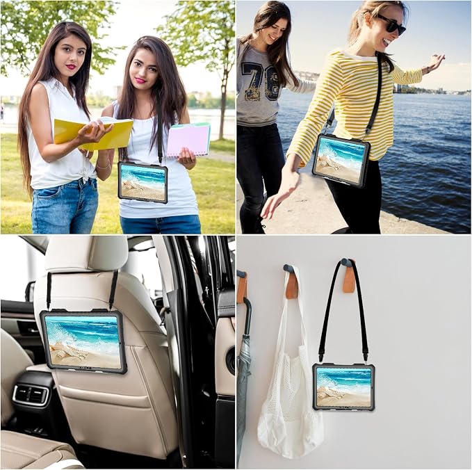 10.2 Waterproof Case Compatible with iPad 9th 8th 7th Generation 2021/2020/2019 Built-in Screen Protector with Strap Stand Pencil Holder Full Body Heavy Duty Protective Shockproof
