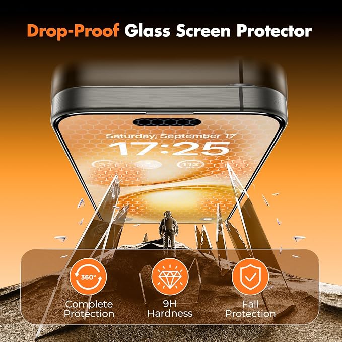 UNBREAKcable 3-Pack Screen Protector for iPhone 15 Double Shatterproof Tempered Glass [Easy Installation Frame] [99.99% HD Clear] [9H Hardness] [Full Coverage] [Case Friendly] for Apple 15 6.1 inch