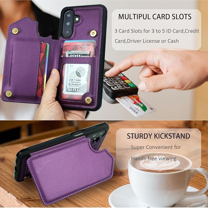Wallet Case for Samsung Galaxy A17 5G 2025 RFID Blocking Card Holders| Kickstand | Shockproof TPU Shell | PU Leather | Magnetic Closure | Protective Flip Folio Cover | Black