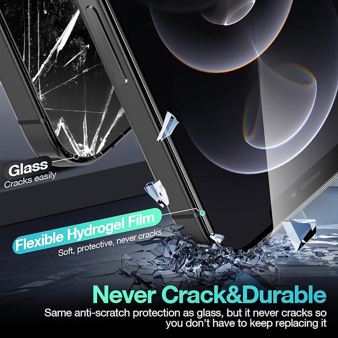 3 Pack Flexible Film Screen Protector for iPhone 12 Pro Max Non-breakable Soft TPU Hydrogel Film for iPhone 12 Pro Max Screen Protector Film (NOT Glass)