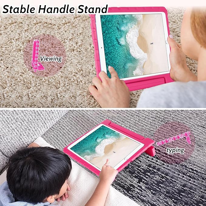 Dteck Kids Case for iPad 10.2 - Shockproof Rugged EVA Handle Stand Child Proof Case for iPad 9/8/7 Generation Black