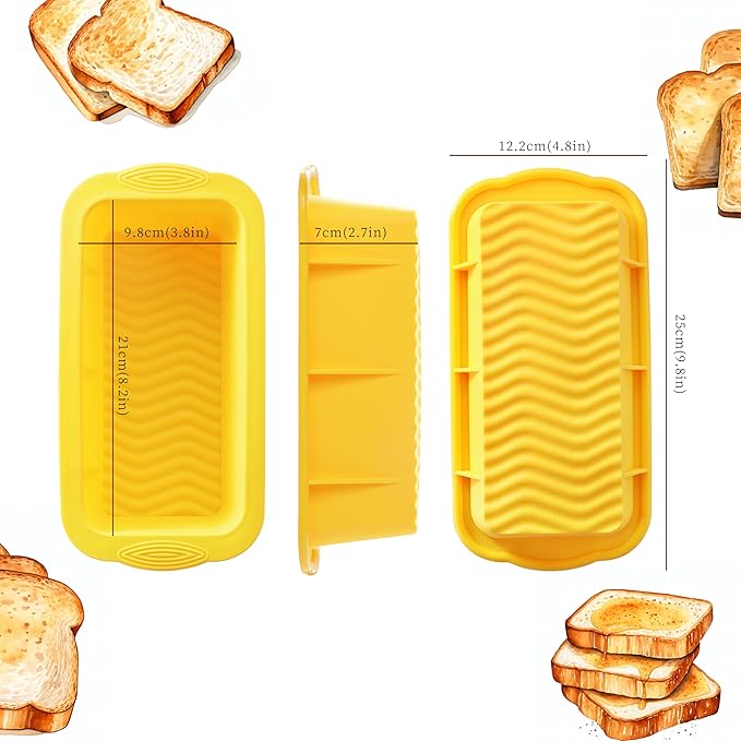 DAJLFA Silicone Bread Loaf Pan, 3 PCS Silicone Loaf Pans for Baking, Non Stick Bread Pans for Homemade Bread, Brownies, Cakes, Dishwasher Safe (3 Colors, Nesting Design)