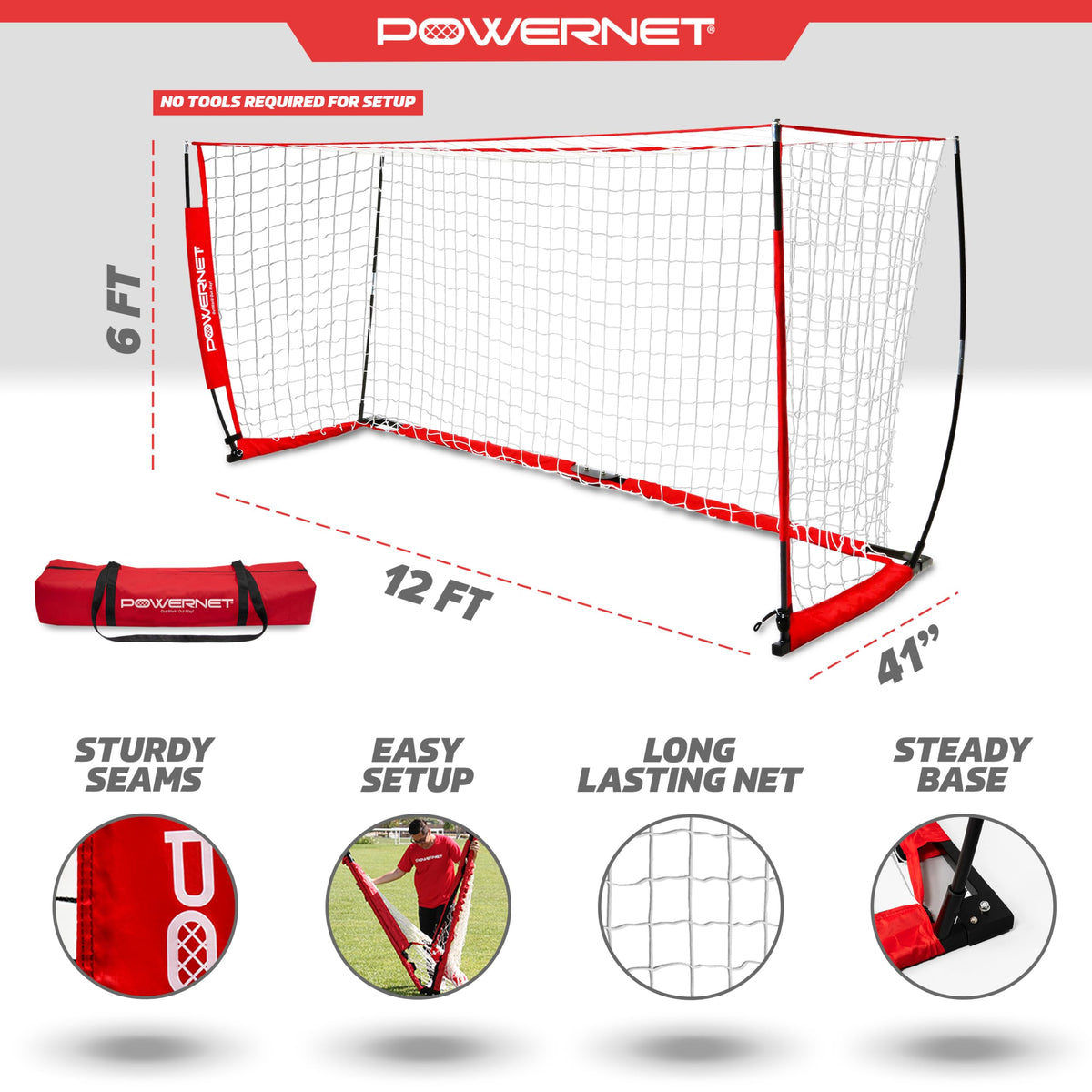 PowerNet 12x6 FT Portable Soccer Goal