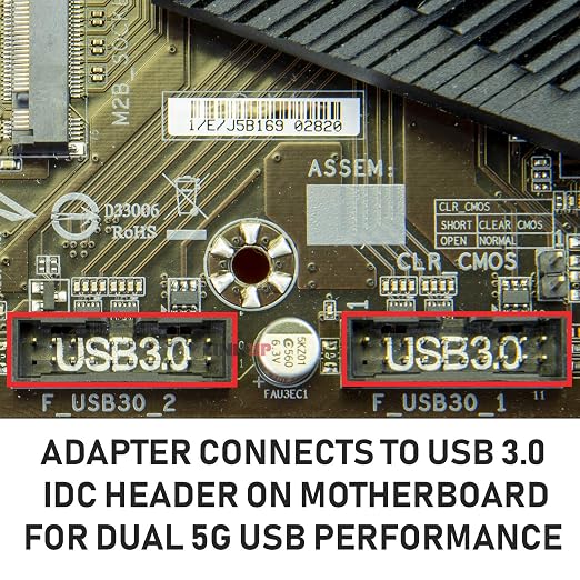 LINKUP USB 3.2 Gen2 Internal Adapter | 20-Pin Header to USB-A | 10Gbps male to female for PC front panel