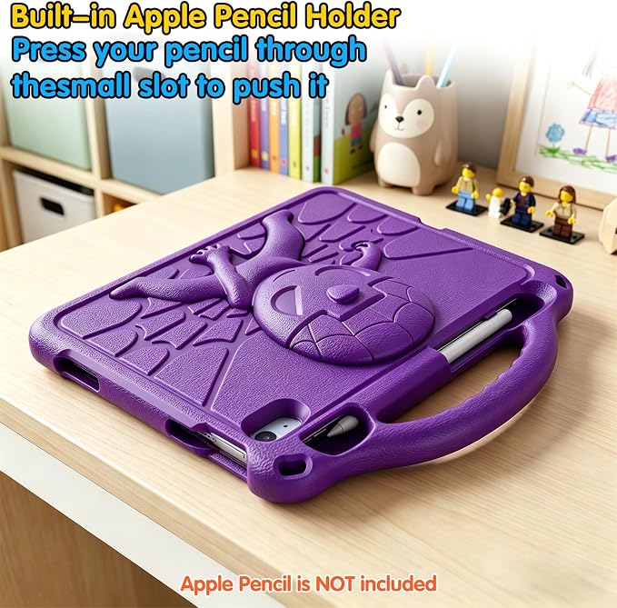 DJ&ampRPPQ Kids Case for iPad A16 11th Generation 2025/iPad 10th Generation 2022 with Screen Protector Shockproof Handle Stand Cover with Pencil Holder iPad 11th/10th Generation Case for KidsBlack