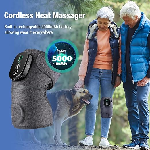 NORTHERN BROTHERS Heated Knee Massager - Knee Massager with 3 Vibration Modes and 3 Heat Levels, Gifts for Women Men, Cordless Portable, Travel and Workout Relaxing