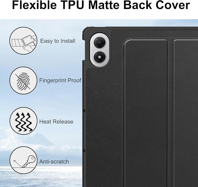 Case for Redmi pad 2 Pro12.1 inchProtective Case with [1 Pack] Tempered Glass Screen Protector [PU Leather] [Protective Ultra Thin][Stand Function] [Anti Scratch]-Black