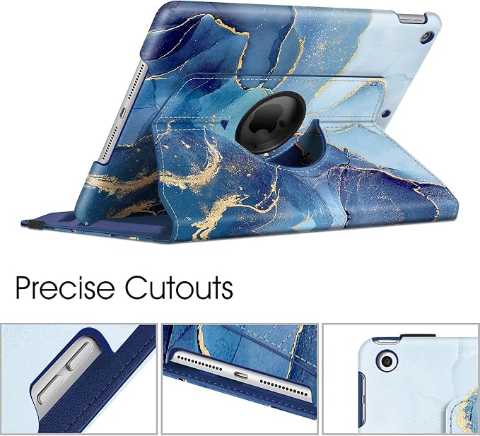 Fintie 360° Rotating Case for iPad 9th / 8th / 7th Generation 10.2 Inch | Swivel Stand Portrait &amp Landscape Viewing Shockproof Cover with Pencil Holder Auto Wake/Sleep Aqua Wave