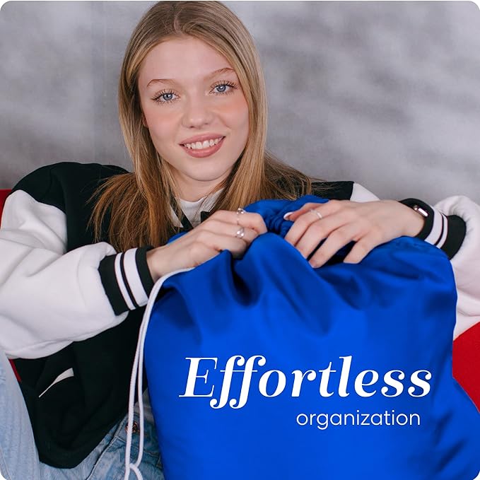 Nylon Laundry Bag - Locking Drawstring Closure and Machine Washable. These Bags will Fit a Laundry Basket or Hamper and Strong Enough to Carry up to Three Loads of Clothes. (Royal Blue)