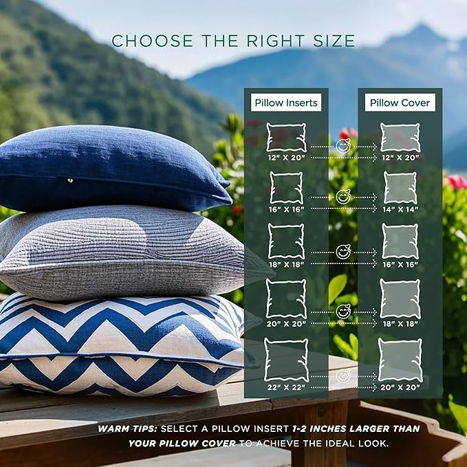 Codi Outdoor Pillow Inserts 16x16 Set of 4, Throw Pillows Waterproof for Patio Furniture