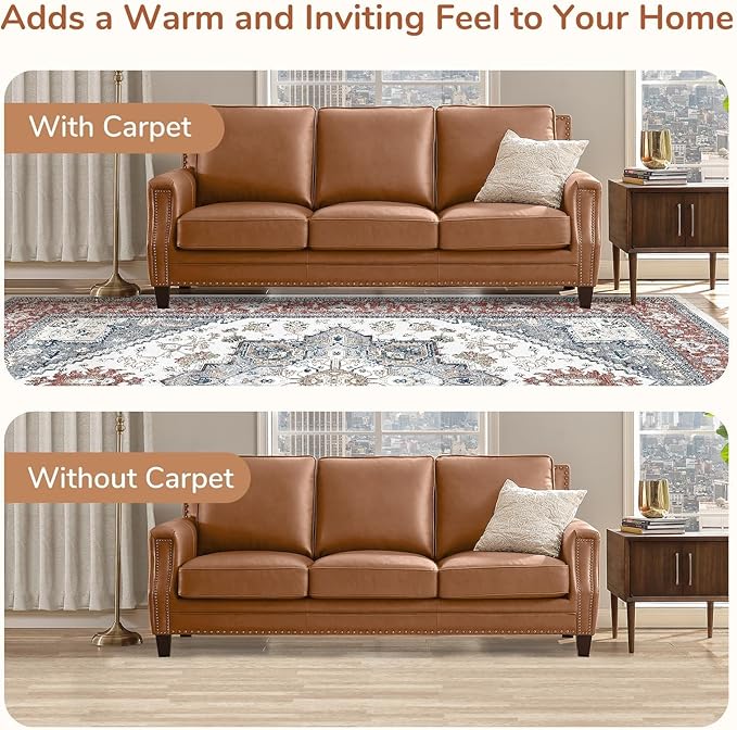 OPPODREAM Thin Area Rugs 4x6, Low-Pile Washable Rugs 4x6 with Non Slip Backing, Faux Cashmere 4 x 6 Throw Carpet, Red & Grey