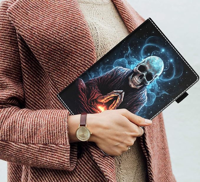 Case for Amazon Kindle Fire HD 10 Tablet (10.1 inch 9th/7th Generation 2019/2017 Release) Slim PU Leather Stand Folio Cover with Auto Wake Sleep Abstract Paint Butterfly