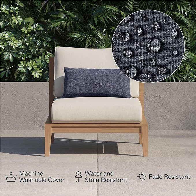 Outer Outdoor Throw Pillow with OuterWeave Performance Fabric, Decorative Outdoor Pillow for Patio & Outdoor Furniture, Includes Machine Washable Pillow Cover and Insert - Pacific Fog Gray, 18"x18"