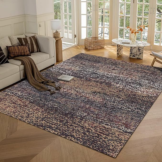 RUGSURE Washable Area Rug - 1/6 Thick - Stain & Water Resistant Non-Slip - Resistant Rug for Living Room, Bedroom, Nursery, Pet & Child Friendly, Vintage Charm Area Rugs (Rust, 8' x 10')