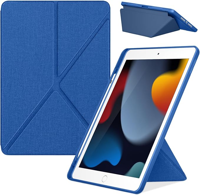 DTTO Foldable Case for for iPad 9th/8th/7th Generation 10.2-inch Black | Origami Magnetic Standing Cover with Pencil Holder，Vertical &amp Horizontal angles Auto Sleep/Wake