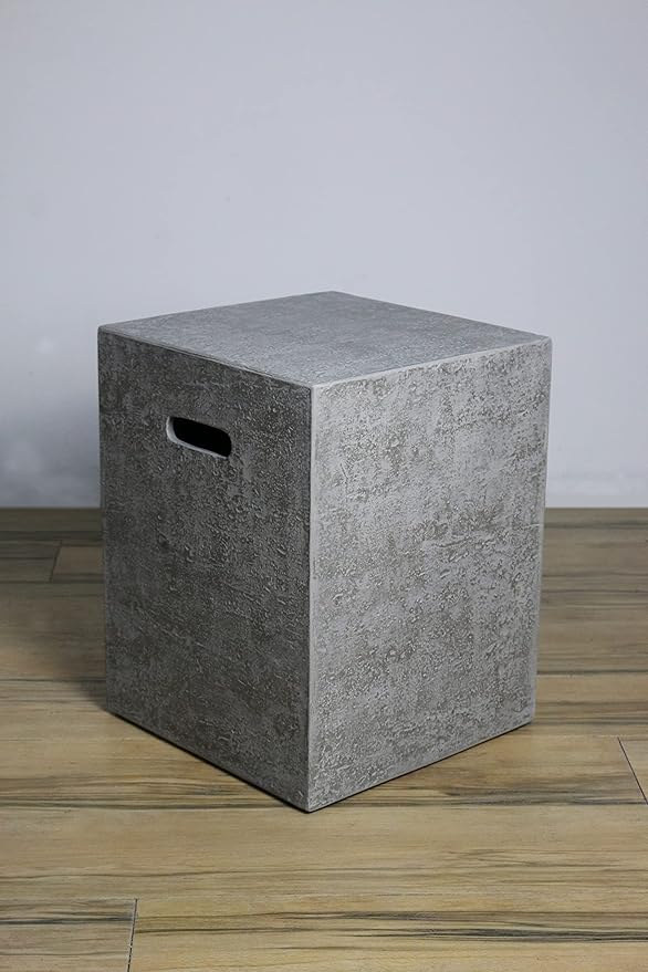 Elementi Lunar Bowl Fire Pit Bundle Outdoor Firepit Set Includes 42” Propane Concrete Firepit, Glass Windscreen, Stainless Steel Cover, Tank and Canvas Cover, Floor Mat, Ice Bucket