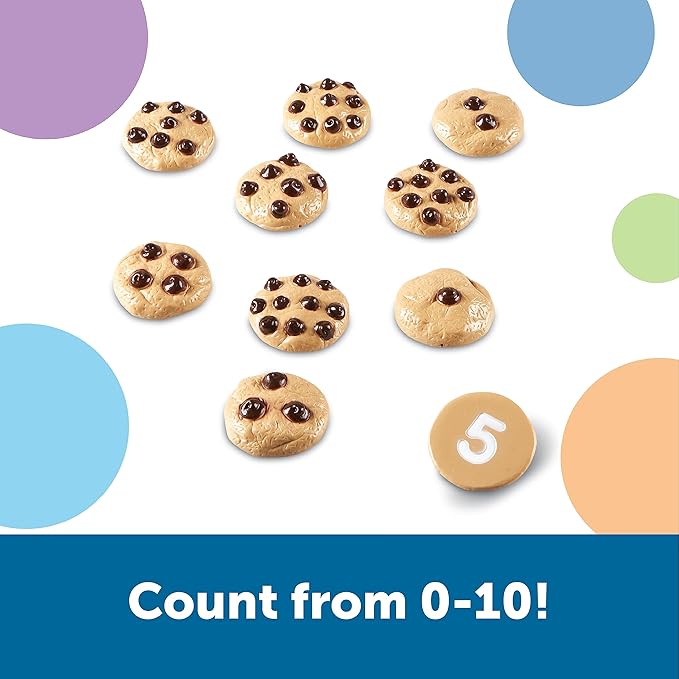 Learning Resources Smart Counting Cookies - Chocolate Chip Play Food, Preschool Activities, Toddler Sensory Toy, Play Kitchen Accessories, Sorting and Stacking, Fine Motor Numbers , Math Games