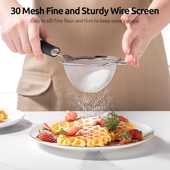 U-Taste Small Fine Mesh Strainer: 18/8 Stainless Steel 3.35in 30 Mesh Kitchen