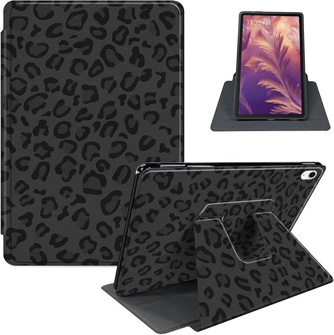 for iPad 11th Generation (A16 2025) 11 / iPad 10th Gen 10.9 2022 Case 360° Rotating PU Leather Stand Cover with Auto Sleep/Wake Shockproof TPU Backl Raccoon Perched