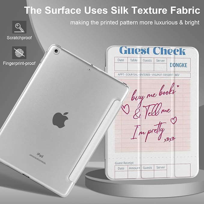 Compatible with iPad 10.2 Inch Case 2021 2020 2019 Smart Lightweight Trifold Stand Hard Plastic Transparent Cover Support Auto Sleep/Wake for iPad 10.2 9th/8th/7th Gen - Bear &amp Cherry