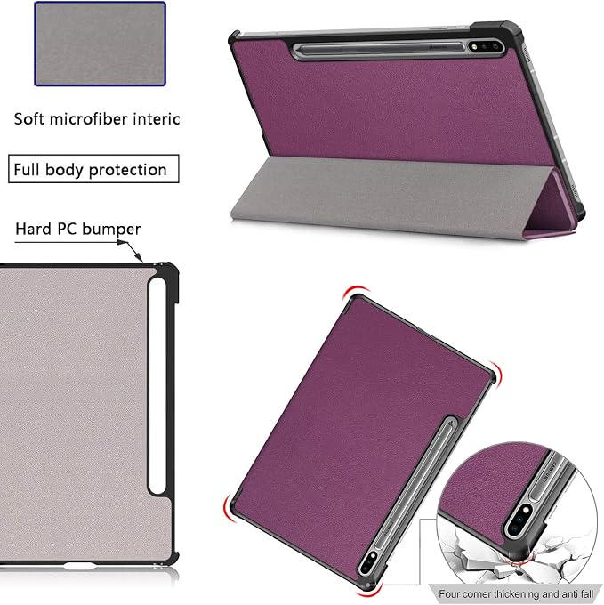 Case for Samsung Galaxy Tab S8 Plus 12.4 2022/S7 FE 2021/S7 Plus 2020 (SM-X800/X806/T730/T733/T736/T738/T970/T975/T976) Lightweight Tri-Fold Stand Thin Cover Auto Wake/Sleep Almond Blossom