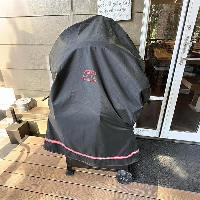 Turtle Life BBQ Grill Cover, 32 Inch Heavy Duty Waterproof 2 Burner Barbecue Gas Grill Covers for Weber Spirit Char-Broil Performance, Black