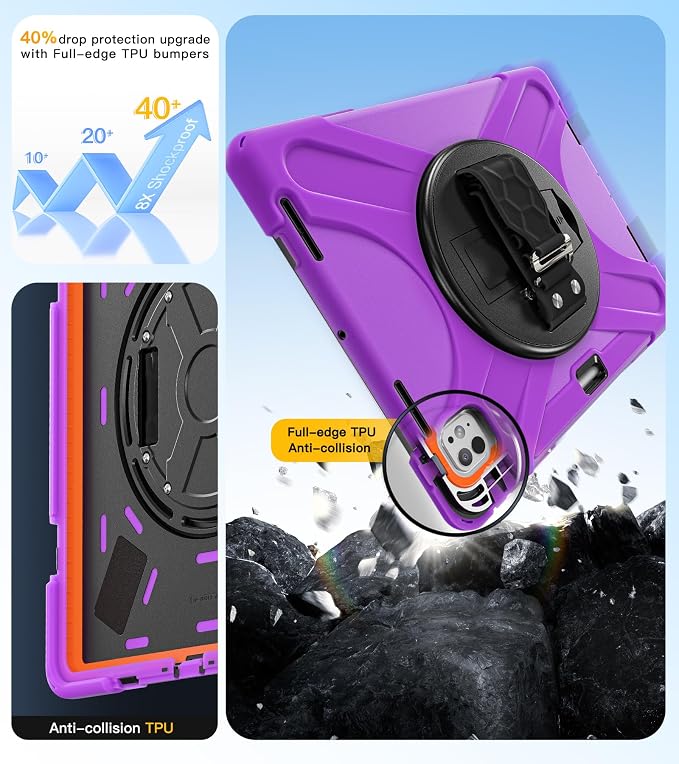 BRAECN Case for iPad Air 11 inch 2026(M4) 2025(M3) 2024(M2)iPad Pro 11 inch(4th/3rd/2nd/1st)&amp Air 10.9(5th/4th) Protective with Pencil Holder Screen Protector 360°Rotating Stand Handle Full Body