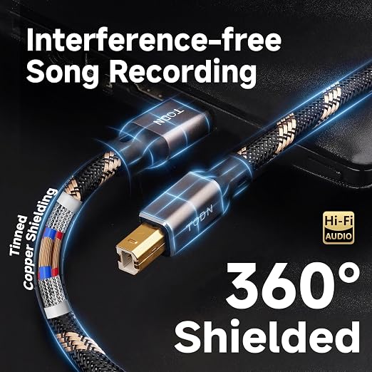TODN Audiophile USB A to USB B Cable OCC Silver Plated USB Audio Cable HiFi 3.0 USB A to B Cable for DAC Sound Card Digital Piano Mixer Amplifier &amp Printer (9.8FT/3M)