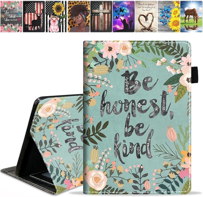 Case for All-New Amazon Kindle Fire 7 Tablet (7 Display 12th Generation 2022 Release) Premium PU Leather Stand Cover with Smart Auto Wake American Flag and Cross