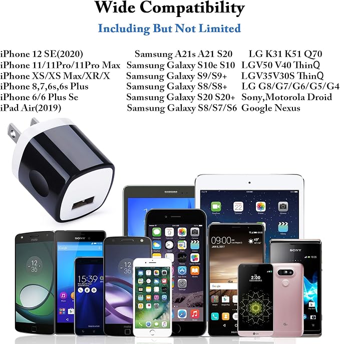 Wall Adapter 10 PackUorMe 1A 5V Single Port Charger Power USB Plug Charging Cube Block Box Compatible iPhone 14 13 12 SE 11 Galaxy S23 Ultra S22 S21 FE S10e S9 A13 A03s A71 A51 Note20 Google 8A 7A
