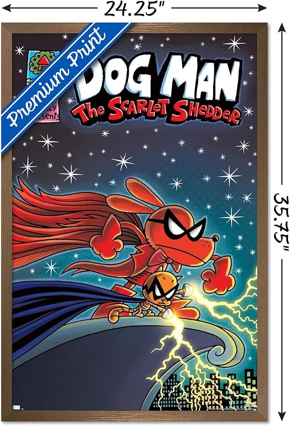 Dog Man - The Scarlet Shedder Wall Poster, 34L" x 22.4W", Bronze Framed Version